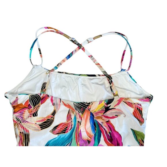 SOLD LA BLANCA Floral One Piece Swimsuit Women 16 Paradise Tropical Cross Back - Picture 12 of 16